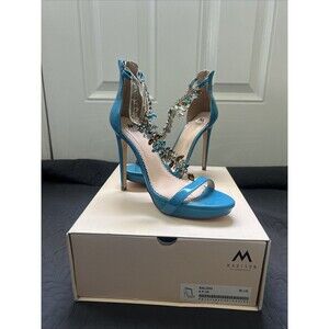 Madison By Shoedazzle Baldwin Blue Bedazzled Bling Glamor Heel SZ9.5M Glam Sexy